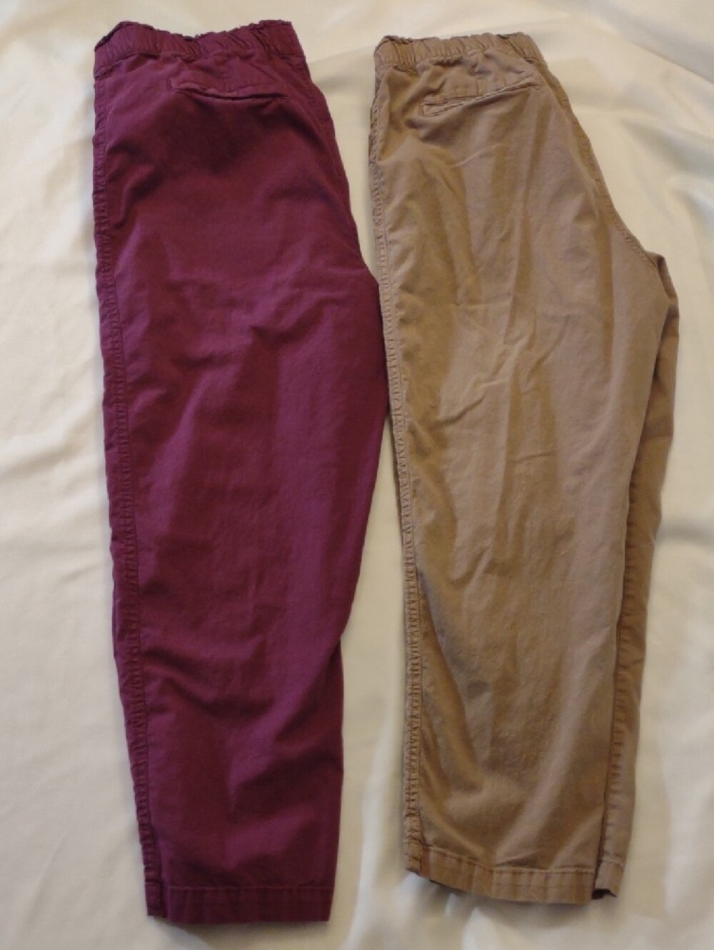 Bundle - Classic Elastic-Waist Chinos in Burgundy Berry & Tan - Size L
